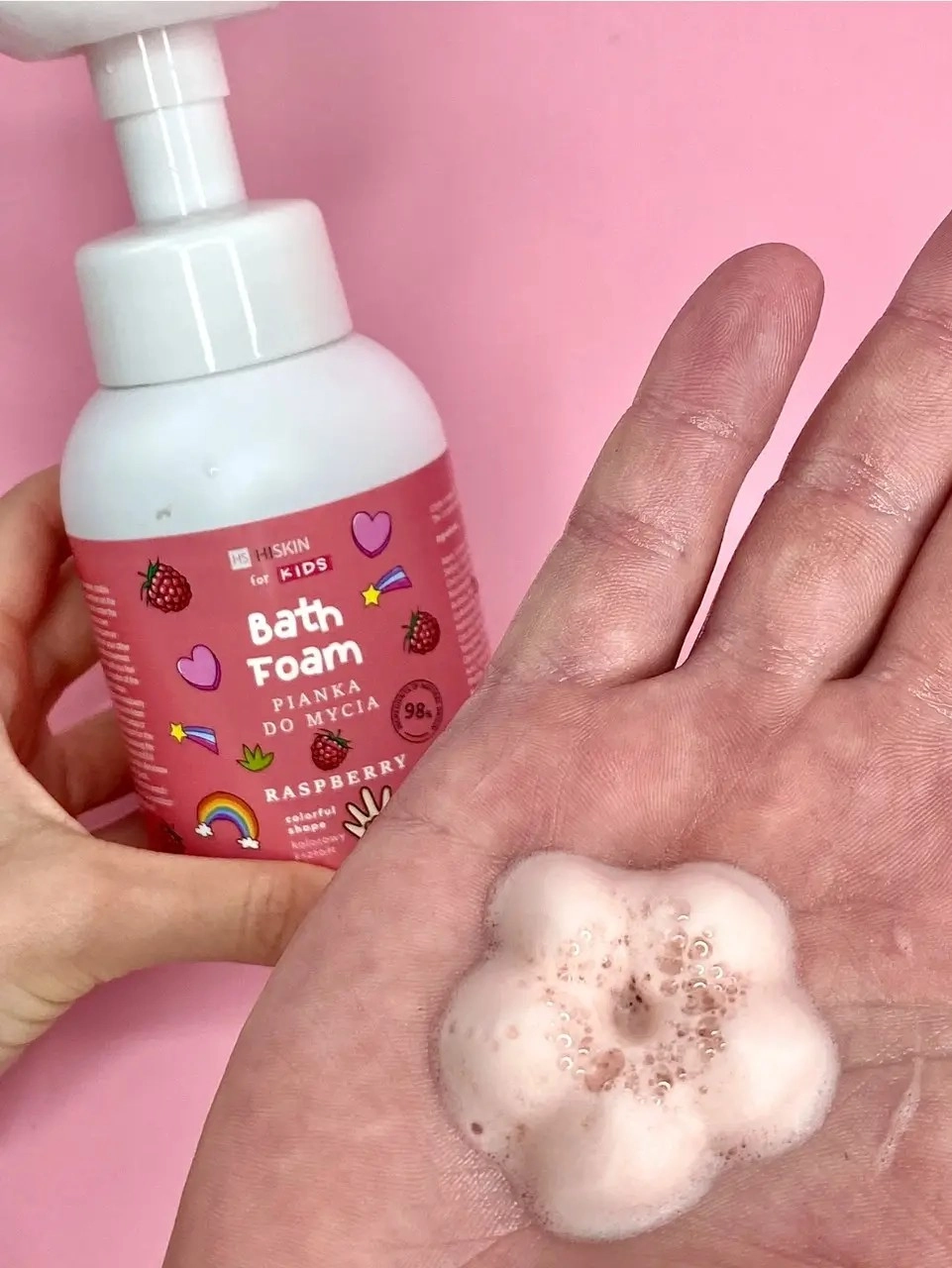 Мус-піна для душу та рук з ароматом малини "Квітка" - HiSkin Bath Foam Scent Raspberry Colorful Shape, 300 мл - фото N2