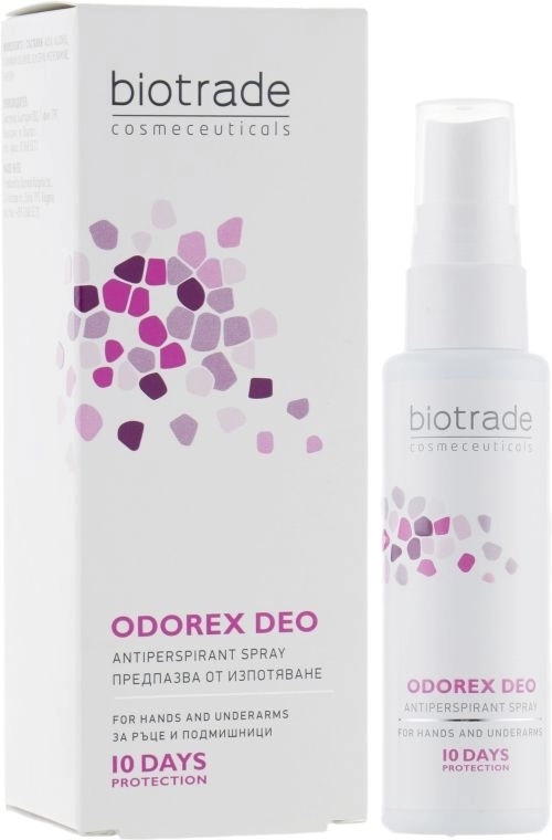 Антиперспірант спрей тривалої дії "До 10 днів без поту і запаху" - Biotrade Odorex Deo Antiperspirant Spray, 40 мл - фото N1
