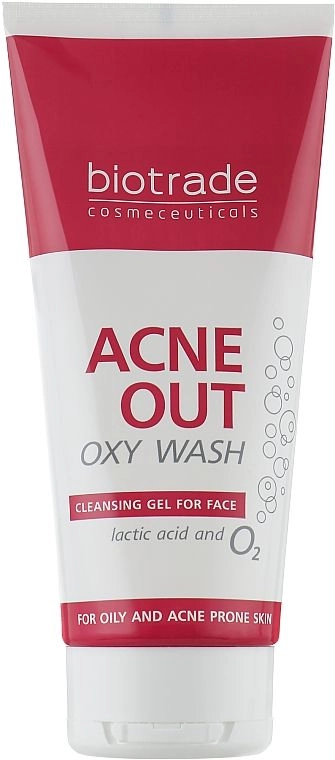 Ніжний гель для вмивання з киснем та молочною кислотою для всіх типів шкіри - Biotrade Acne Out Oxy Wash, 200 мл - фото N1