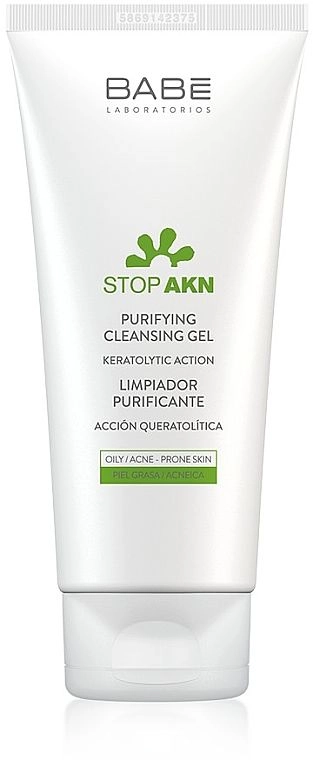 Очищуючий гель для жирної та проблемної шкіри для вмивання - BABE Laboratorios Stop AKN Purifying Cleansing Gel, 200 мл - фото N1