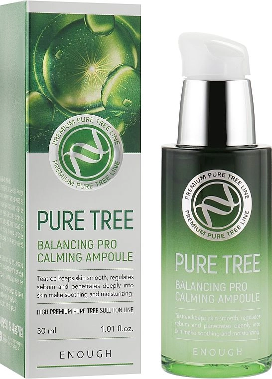 Сироватка для обличчя з екстрактом чайного дерева - Enough Pure Tree Balancing Pro Calming Ampoule, 30 мл - фото N1