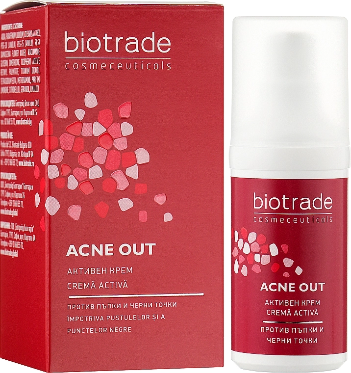 Активний крем для проблемної шкіри схильної до акне або вугрових висипів "Акне Аут" - Biotrade Acne Out Active Cream, 30 мл - фото N1