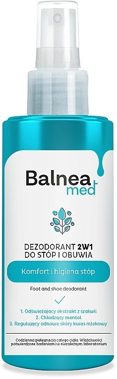 Дезодорант 2в1 для ніг і взуття - Barwa Balnea Med Specialist Foot and Shoe Deodorant, 150 мл - фото N1