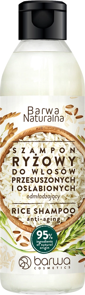 Омолоджуючий шампунь з екстрактом протеїну рису для сухого та ослабленого волосся - Barwa Natural Rice Shampoo, 300 мл - фото N2