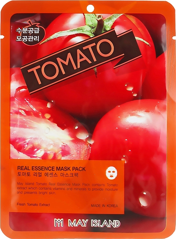 Освітлююча тканинна мака для обличчя з томатом - May Island Real Essence Tomato Mask Pack, 25 мл, 1 шт - фото N1
