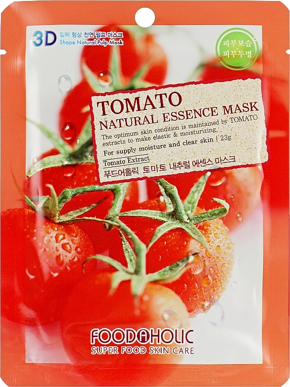 Тканинна 3D маска для обличчя "Томат" - Foodaholic Natural Essence Mask Tomato, 23 г, 1 шт - фото N1