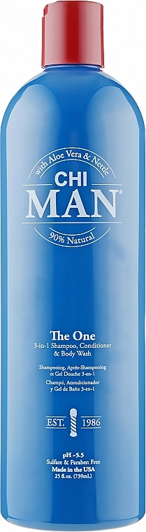 Чоловічий шампунь, кондиціонер та гель для душу 3 в 1 - CHI MAN Hair&Body 3 in 1, 739 мл - фото N1