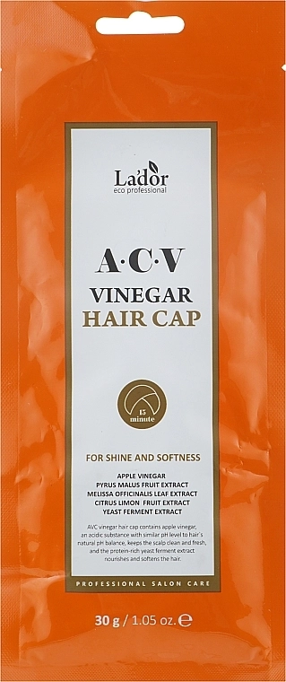 Маска-шапочка для волосся з яблучним оцтом для жирної шкіри голови - La'dor ACV Vinegar Hair Cap, 30 г - фото N1