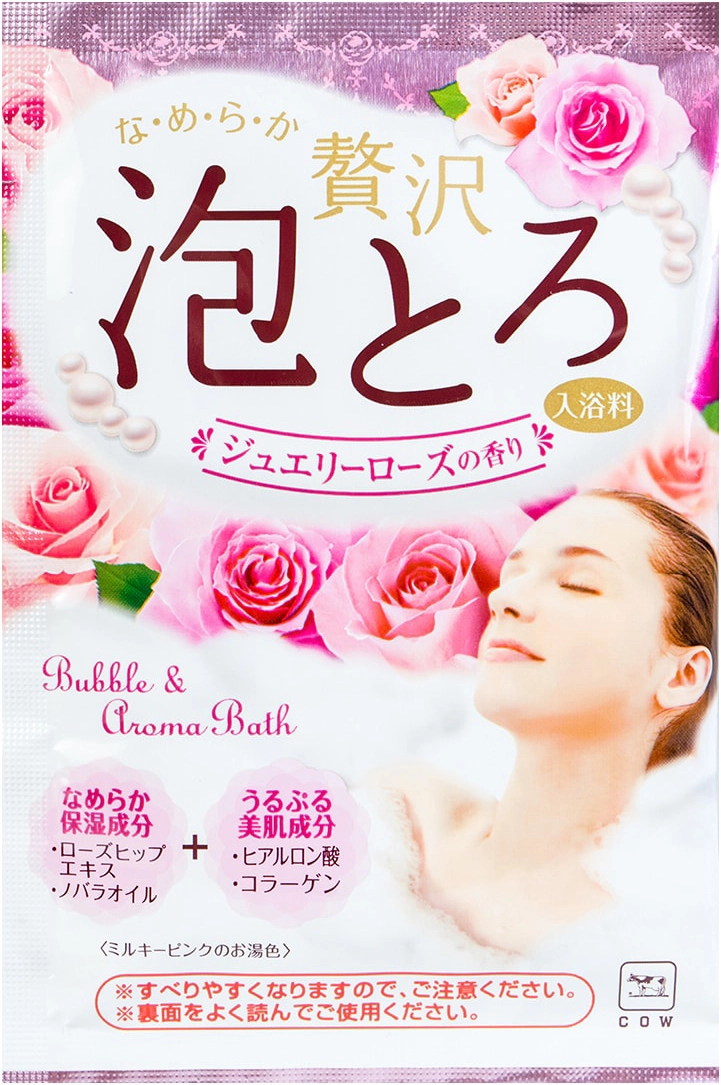 Ароматична пінна сіль для ванни з колагеном і гіалуроновою кислотою з ароматом троянди - COW Bubble Aroma Bath Salt Rose, 30 г - фото N1