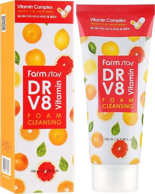 Вітамінна пінка для очищення шкіри - FarmStay DR.V8 Vitamin Foam Cleansing, 100 мл - фото N1