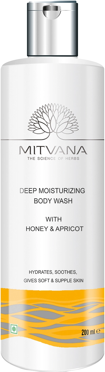 Зволожуючий гель для душу з медом та абрикосом - Mitvana Deep Moisturizing Body Wash With Honey & Apricot, 200 мл - фото N1