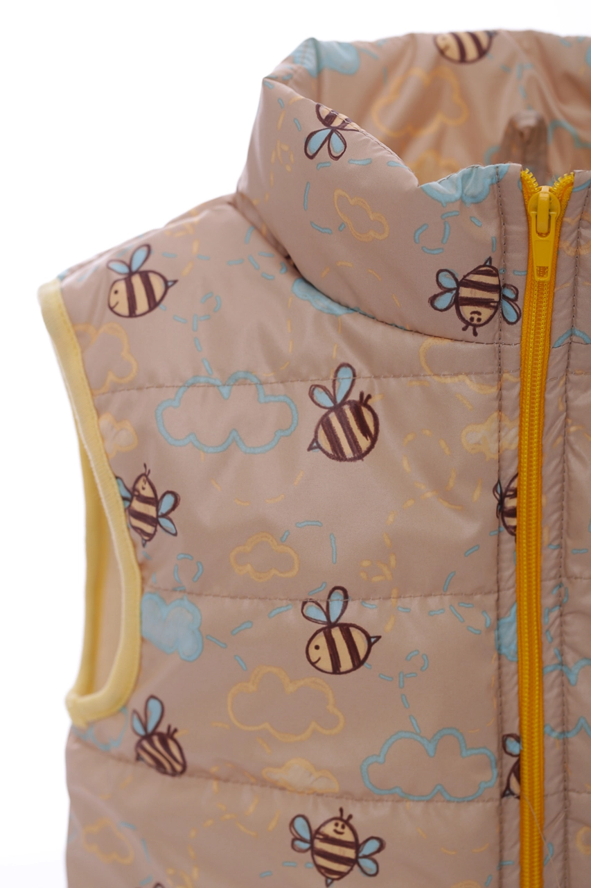 BABYKROHA Жилетка на флісі для дівчинки Babykroha з бджілками бежева, 98 - фото N3