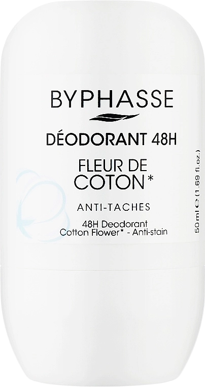 Роликовий дезодорант із бавовною - Byphasse 48H Cotton Flower Deodorant, 50 мл - фото N1
