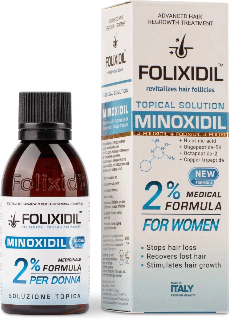 Лосьйон проти випадіння волосся з міноксидилом 2% для жінок - FOLIXIDIL Minoxidil 2%, 60 мл - фото N2