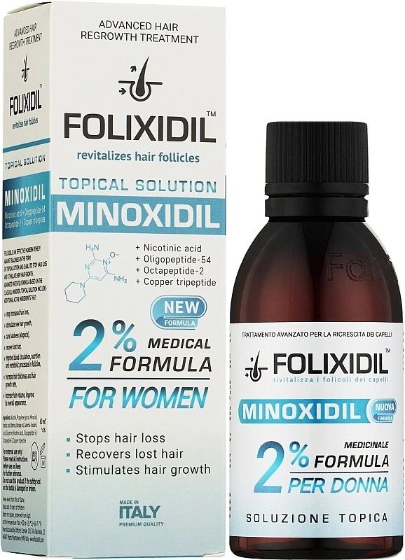Лосьйон проти випадіння волосся з міноксидилом 2% для жінок - FOLIXIDIL Minoxidil 2%, 60 мл - фото N4