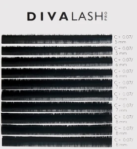 Divalashpro Вії для нарощування С+ 0.07 (5-8мм), 10 ліній