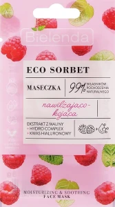 Маска для обличчя з екстрактом малини - Bielenda Eco Sorbet Moisturizing & Soothing Face Mask, 8 г