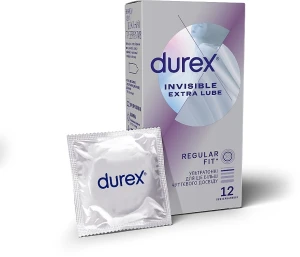 Durex Презервативи латексні з силіконовою змазкою "Ультратонкі" з додадковою змазкою, 12 шт. Invisible Extra Lube