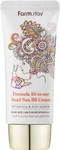 Сонцезахисний BB-крем з екстрактом равлика - FarmStay All-in One Snail Sun BB Cream, 50 г
