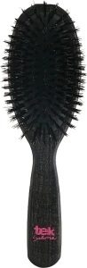 Tek Овальна велика щітка для волосся з натуральною щетиною, чорна Salone