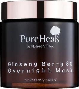 Енергетична нічна маска з екстрактом ягід женьшеню - PureHeal's Ginseng Berry 80 Overnight Mask, 100 мл