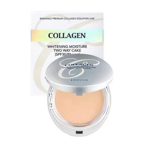 Enough Компактна пудра для обличчя Collagen 3 in 1 Whitening Moisture Two Way Cake SPF 28 PA++, зі змінним блоком, 2*13 г