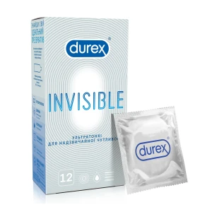 Durex Презервативи Invisible Ультратонкі, для надзвичайної чутливості, 12 шт