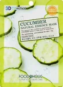 Тканинна 3D маска для обличчя "Огірок" - Foodaholic Natural Essence Mask Cucumber