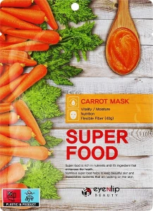 Тканинна маска для обличчя з екстрактом моркви - Eyenlip Eyenlip Super Food Carrot Mask, 23 мл, 1 шт
