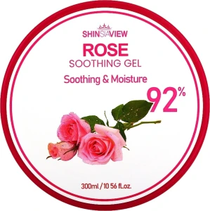 Зволожуючий гель для шкіри з гідролатом троянди - Shinsiaview Rose Soothing Gel 92%, 300 мл