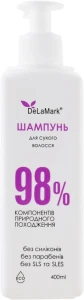 Delamark Шампунь для сухого волосся 98% компонентів природного походження, 400 мл