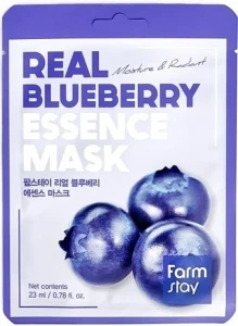 Тканинна маска для обличчя з екстрактом чорниці - FarmStay Real Blueberry Essence Mask, 23 мл, 1 шт