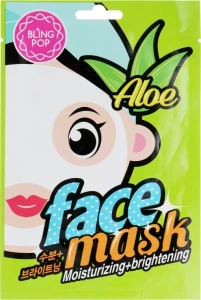 Bling Pop Маска для обличчя, з екстрактом алое Aloe Moisturizing & Brightening Mask