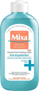 Mixa Очищувальний лосьйон без спирту для чутливої шкіри обличчя Anti-imperfection Alcohol Free Purifying Lotion