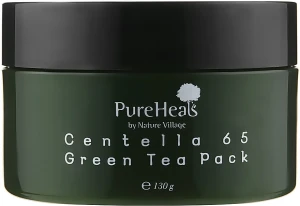 Відновлювальна маска з екстрактом центели і зеленим чаєм - PureHeal's Centella 65 Green Tea Pack, 130 г