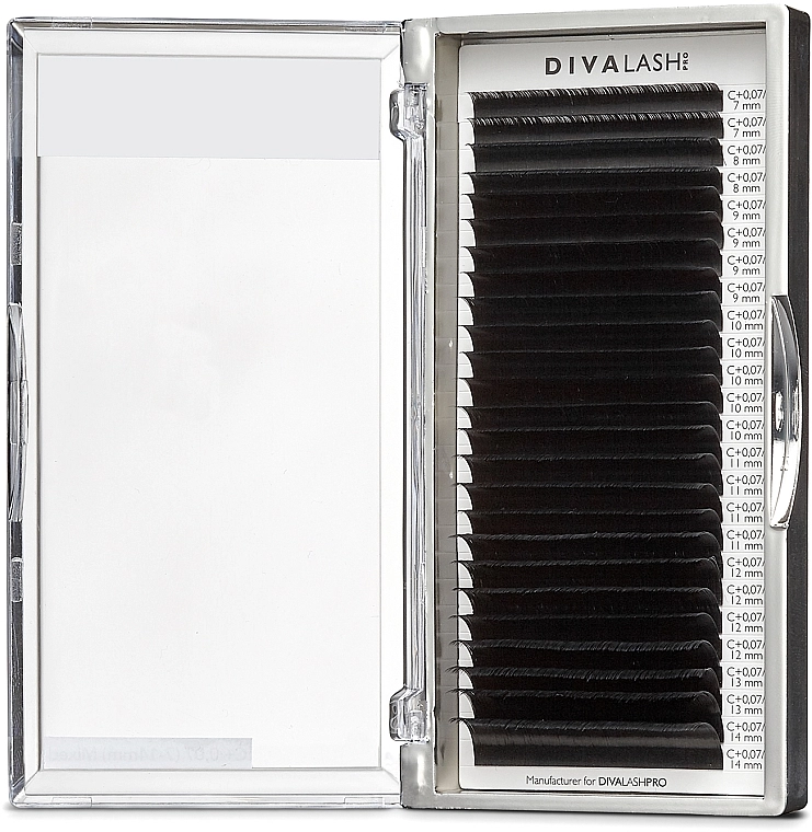 Divalashpro Ресницы для наращивания С+ 0.07 (7-14мм), 25 линий - фото N1