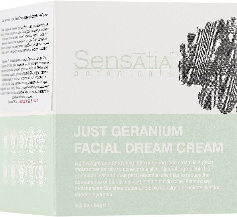 Sensatia Botanicals Зволожувальний крем для обличчя "Герань" Just Geranium Facial Dream Cream - фото N1