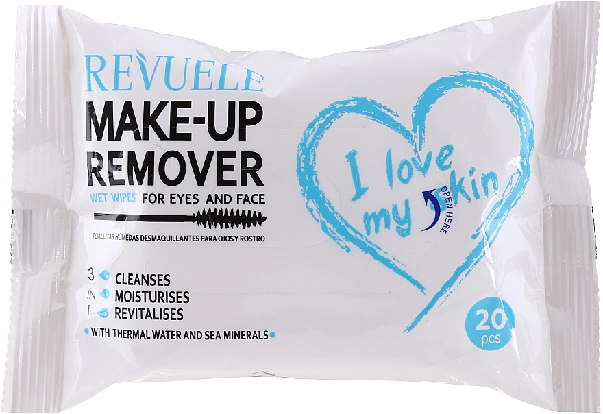 Revuele Влажные салфетки для снятия макияжа с термальной водой Make-Up Remover I Love My Skin Wet Wipes - фото N1