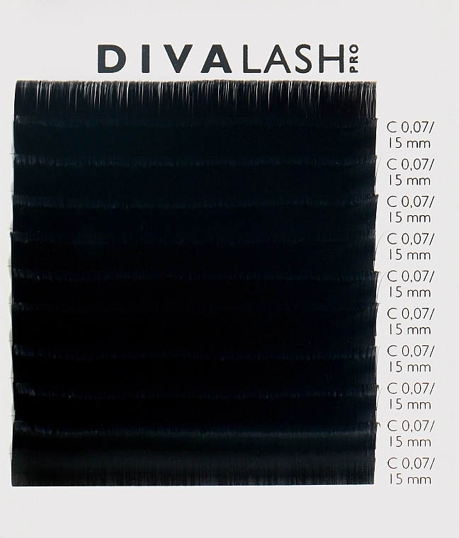 Divalashpro Вії С 0.07 (15мм), 10 ліній - фото N1