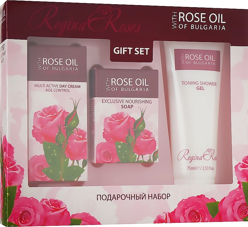 BioFresh Набор Regina Roses With Rose Oil Of Bulgaria (sh/gel/75ml + cr/30ml + soap/50g) - фото N1