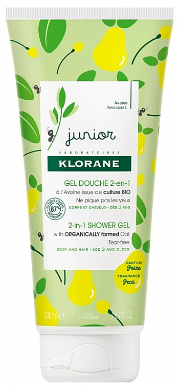 Klorane Гель для душу Junior 2in1 Shower Gel Pear Body and Hair - фото N1
