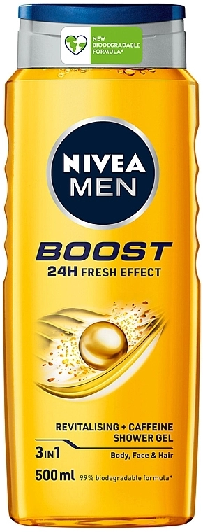 Nivea Гель для душа 3 в 1 для тела, лица и волос MEN Boost Shower Gel - фото N1