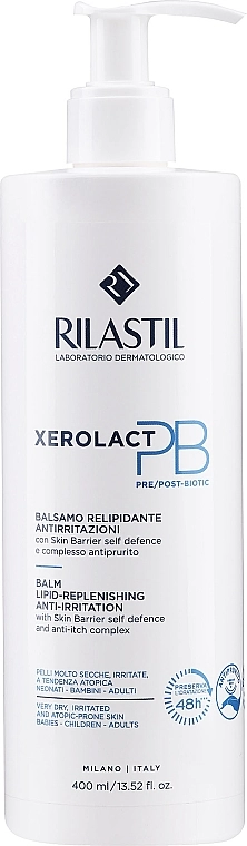 Rilastil Восстанавливающий липидный бальзам для сухой, чувствительной и склонной к атопии и зуду кожи лица и тела Xerolact РВ Balm - фото N3