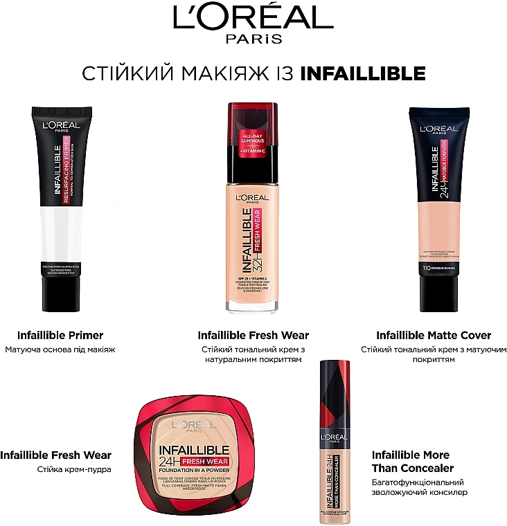 L’Oreal Paris L`Oréal Paris Infaillible Fresh Wear 24H Стійка матуюча крем-пудра для обличчя - фото N6