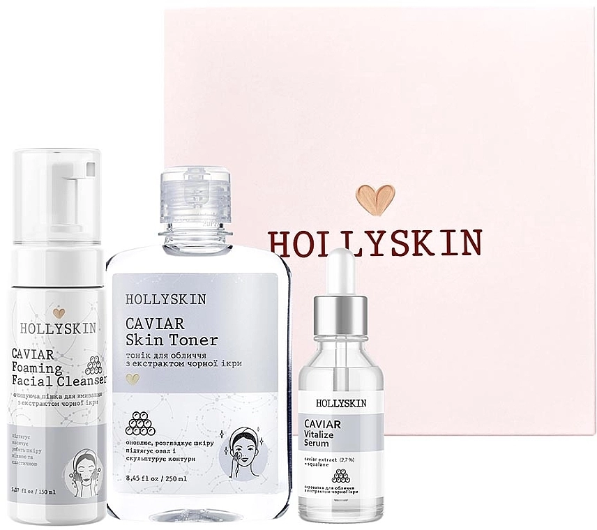 Hollyskin Набір Black Caviar Vitalize Basic Care (foam/150ml + ser/50ml + toner/250ml) - фото N2