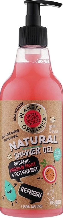 Planeta Organica Гель для душу Skin Super Food Refresh Shower Gel Organic Passion Fruit & Peppermint - фото N1