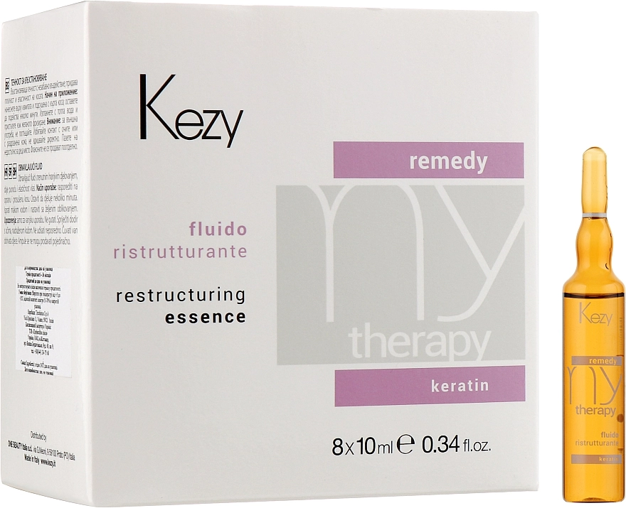 Kezy Відновлювальні ампули з протеїнами для волосся Remedy Restructuring Essence - фото N2