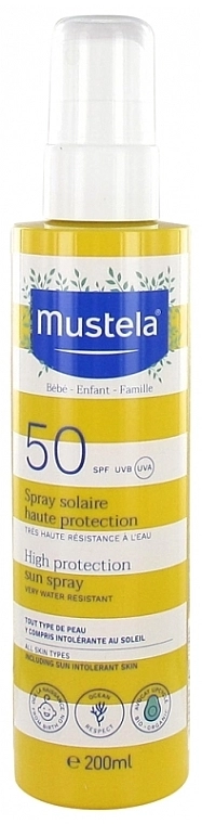 Mustela Сонцезахисний спрей для обличчя й тіла Bebe High Protection Sun Spray SPF 50 - фото N1