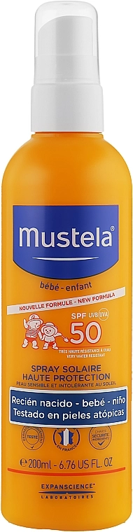 Mustela Сонцезахисний спрей для обличчя й тіла Bebe High Protection Sun Spray SPF 50 - фото N2