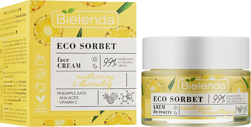 Зволожуючий крем для обличчя - Bielenda Eco Sorbet Moisturizing & Brightening Face Cream, 50 мл - фото N2